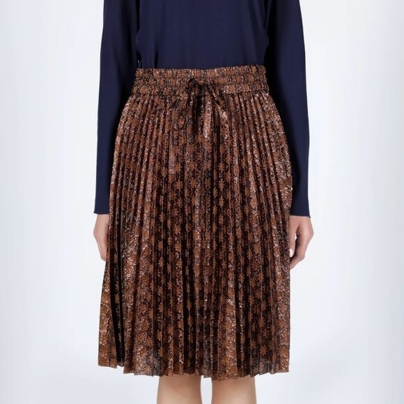 RED Valentino Metallic Dark Copper Jacquard Knee-Length Pleated Skirt wmns 48/18 - Picture 4 of 17